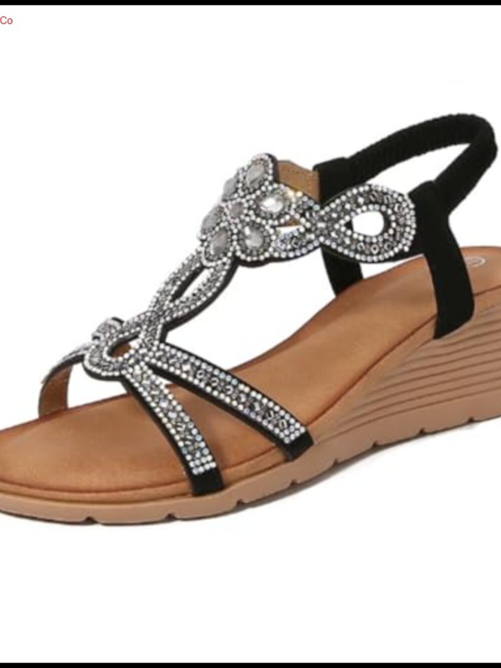 Wedge Sandals with Rhinestone Slingback and Arch Support